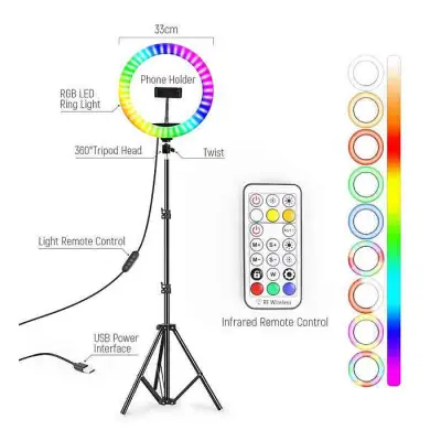 RGB soft ring light wh36 With Tripod & remote controller